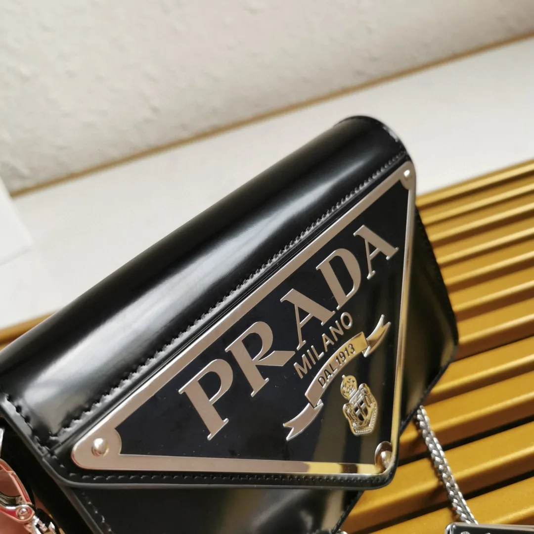 Prada Brushed Shoulder Bag Black - Image 4