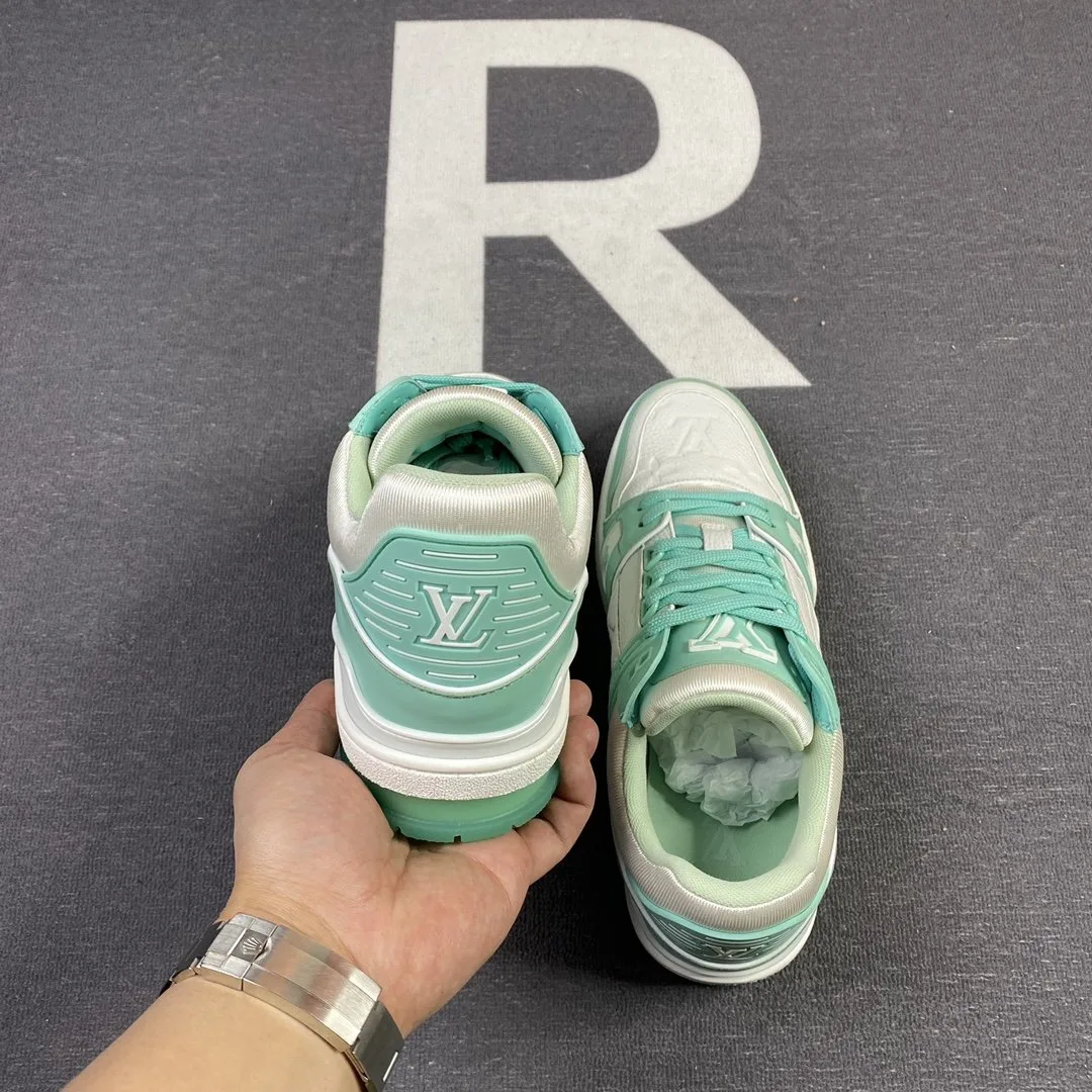 Louis Vuitton Trainer Sneaker Rubber Monogram Mint Virgil Abloh - Image 4