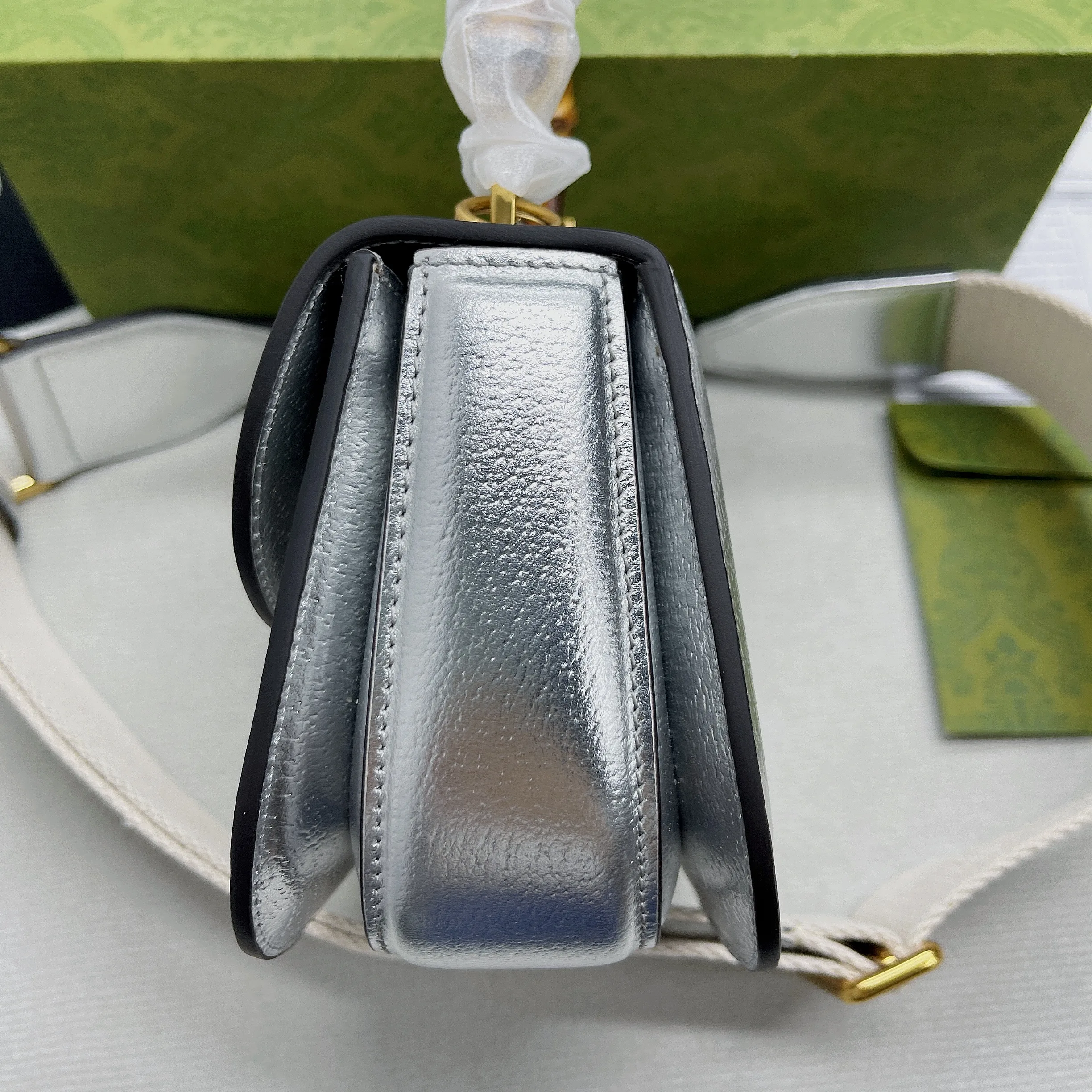 Alternative view of Gucci Bamboo 1947 Mini Top Handle Bag Silver