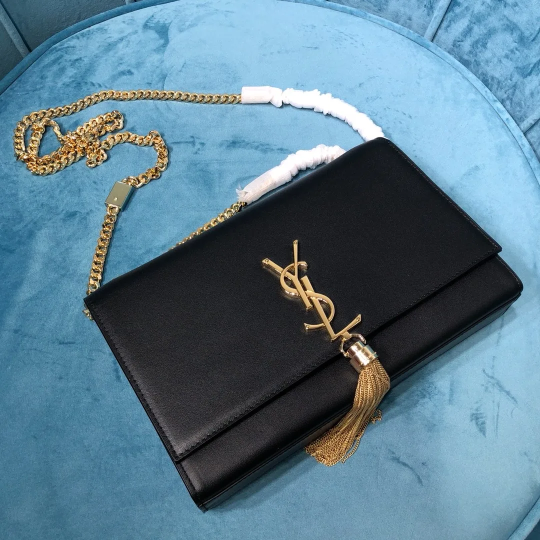 Saint Laurent Kate Medium Chain Bag With Tassel In Grain De Poudre Black / YSL - Image 7