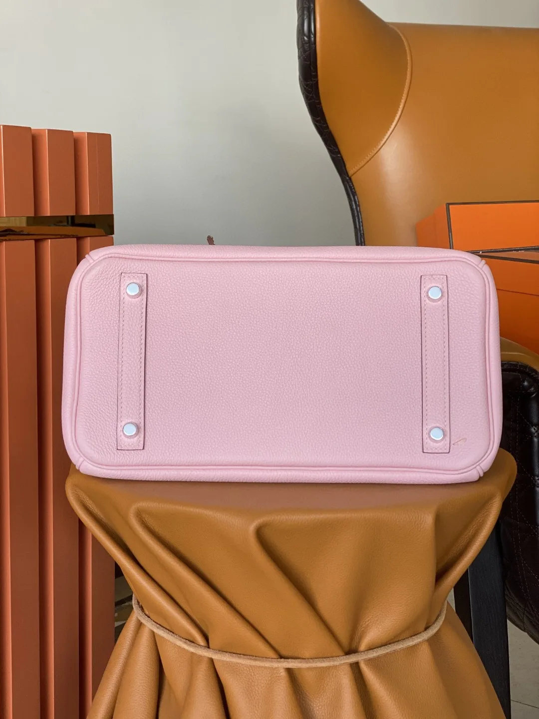 Hermes Birkin Top Handle Bag / Nata Swift Pink Silver Hardware - Image 3