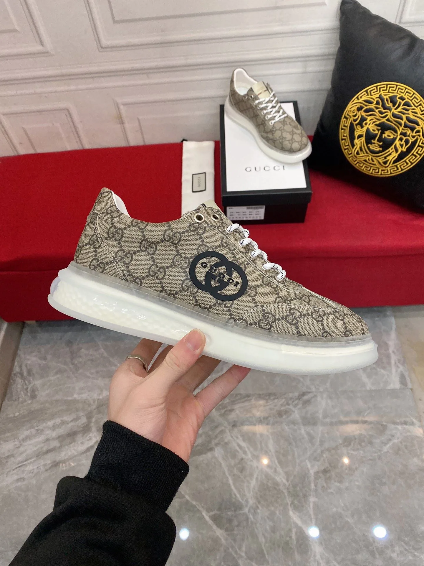 Alternative view of Gucci Men’s Sneaker With GG Gucci Print Brown And Gray