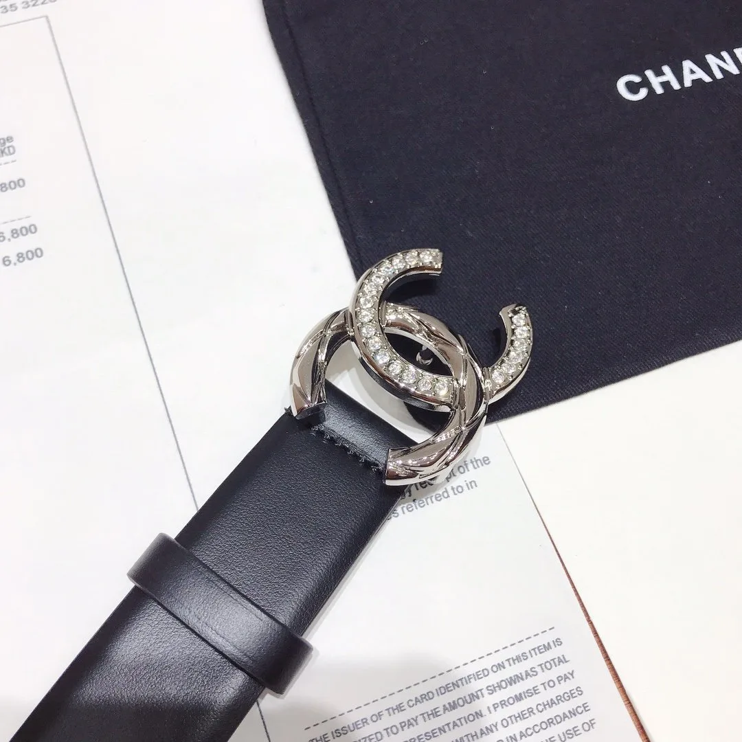 Chanel Black Belt With Double C Buckle Silver-Toned Metal Women - Image 3
