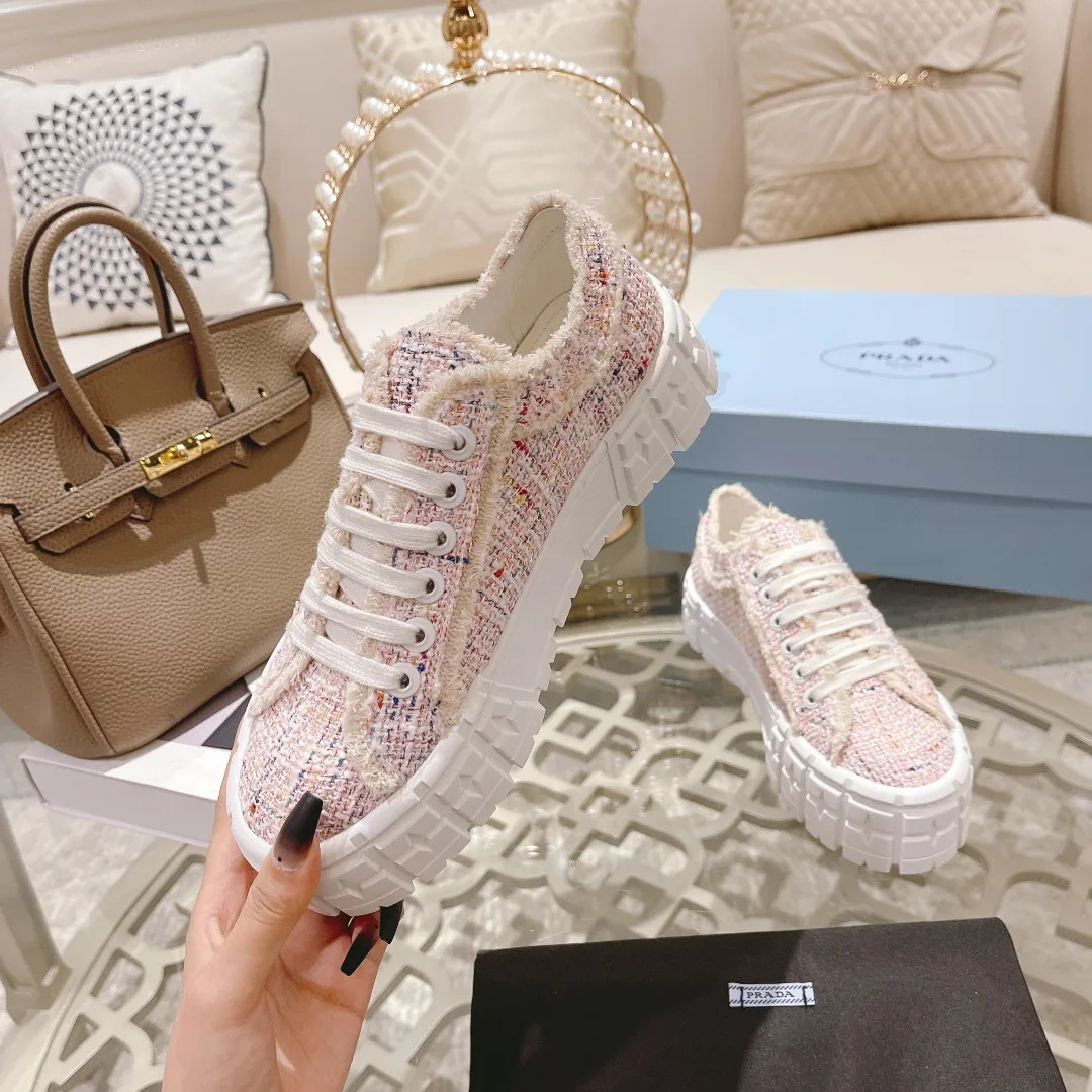 Prada Gabardine Canva Double Wheel Sneakers Pink / PRD - Image 3