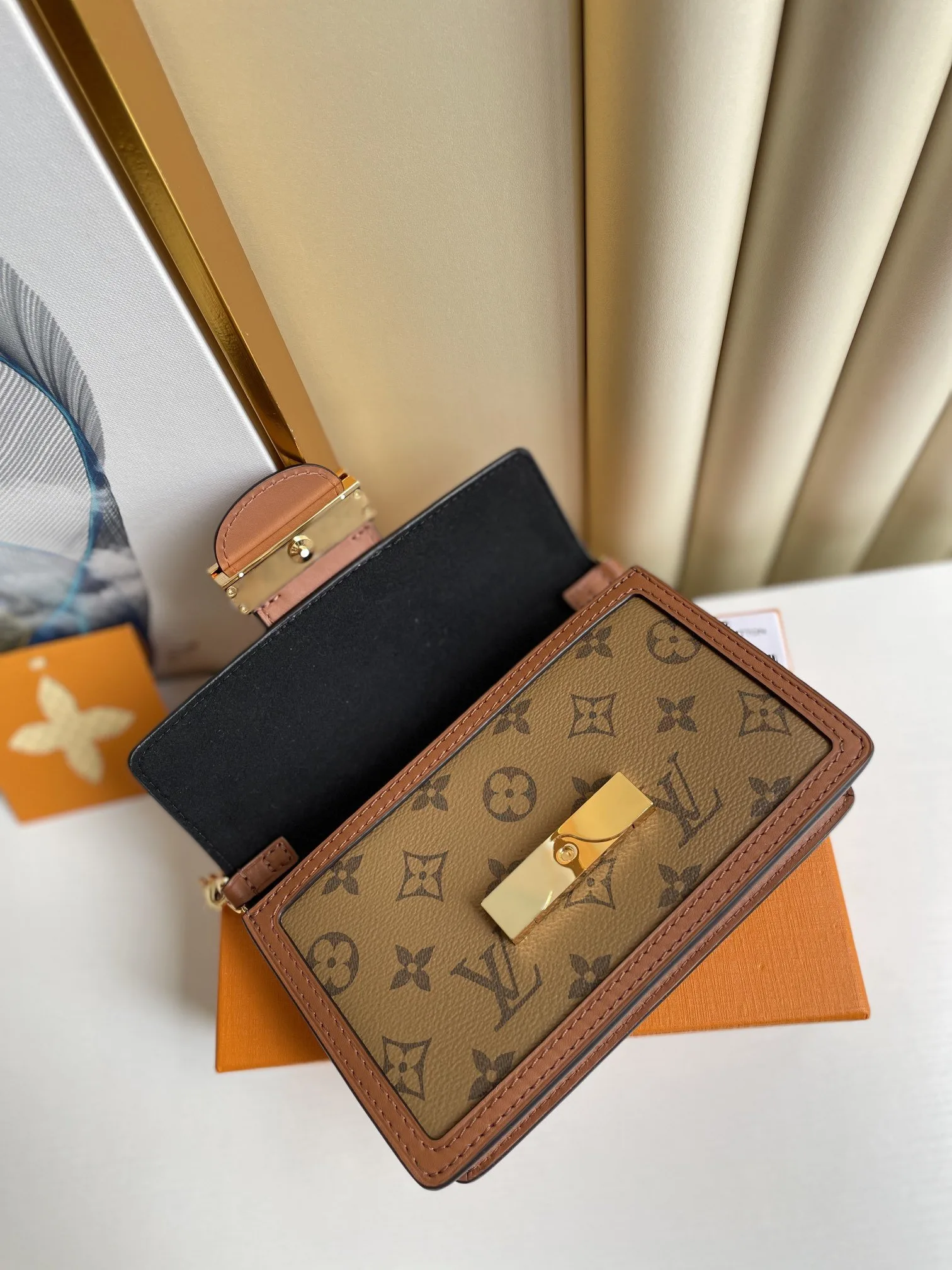 Louis Vuitton Dauphine Chain Wallet Combines Monogram And Monogram Reverse Canvas By Nicolas Ghesquière - Image 3