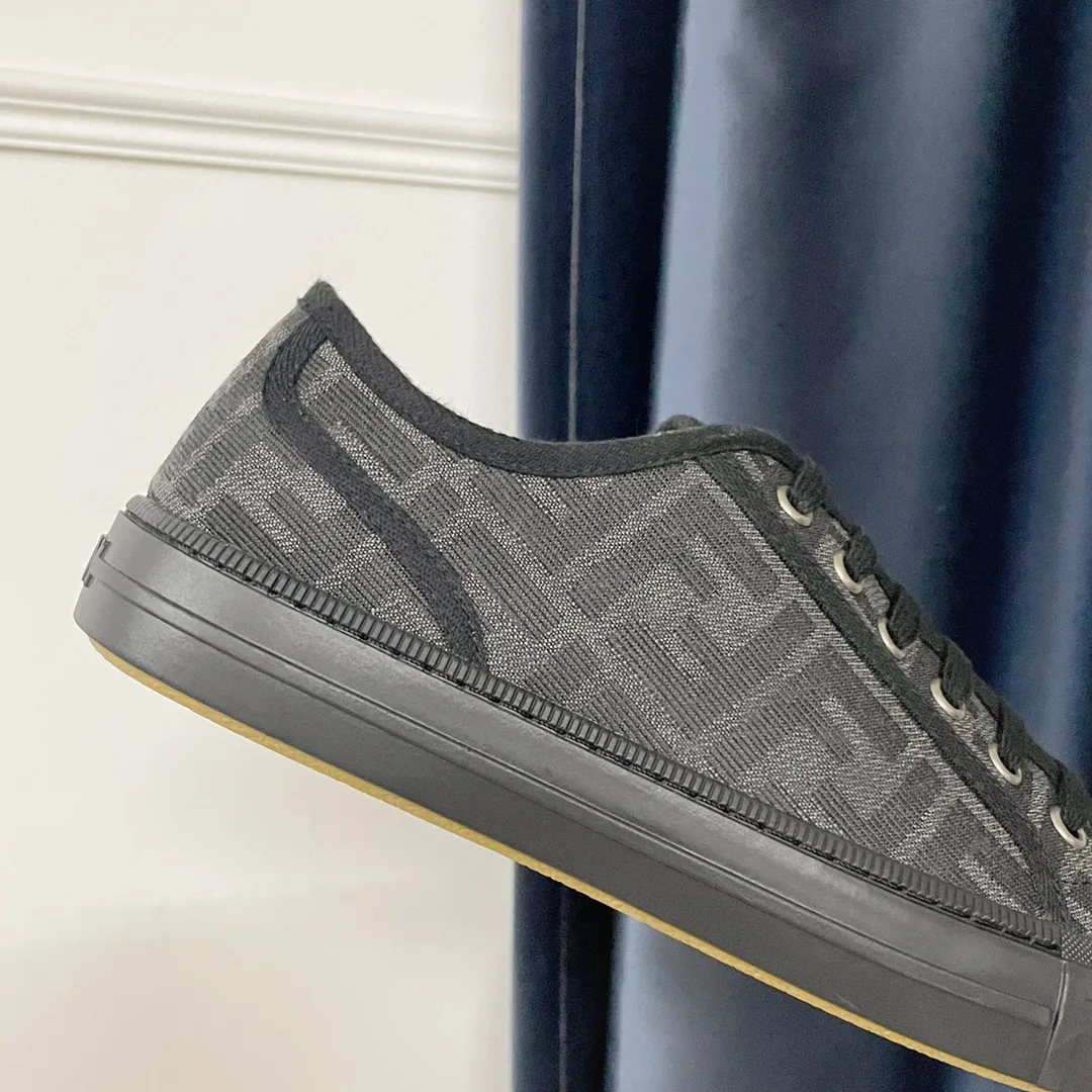 Fendi Domino Black FF Fabric Low-Tops - Image 5