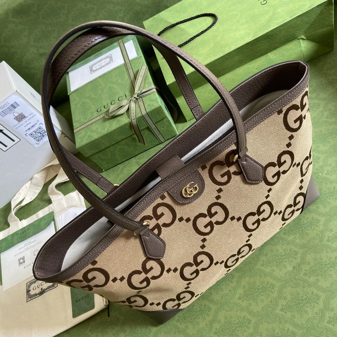 Gucci Ophidia Jumbo GG Medium Tote Camel And Ebony Jumbo Canvas / - Image 4