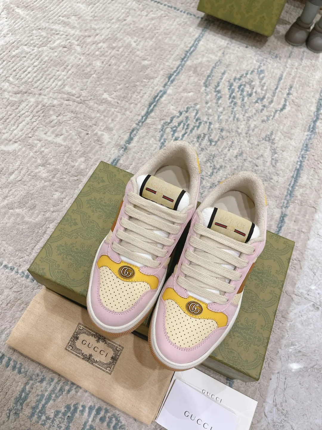 Gucci Lovelight Screener Sneaker Pale Pink GG Shoes - Image 6