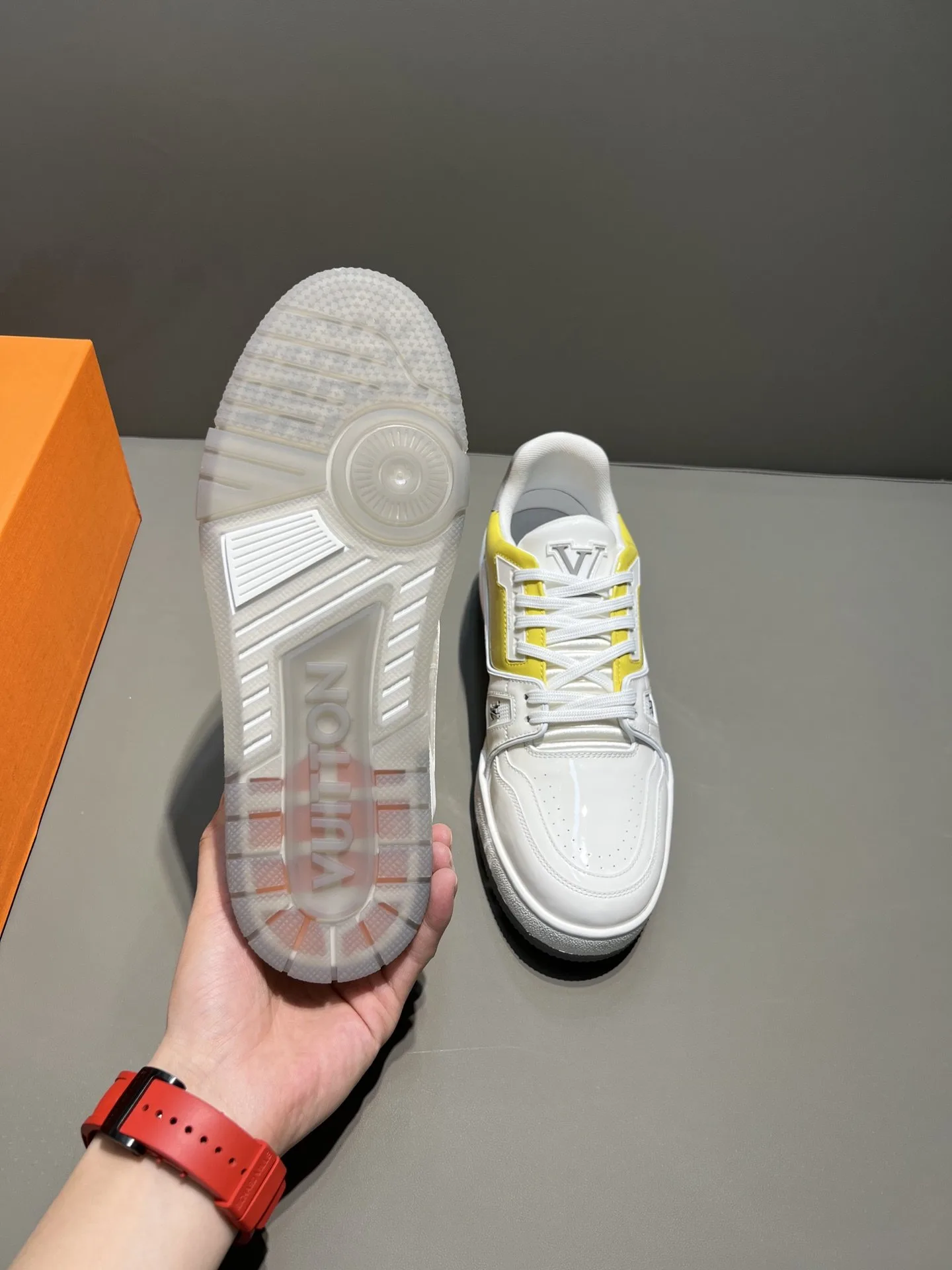 Louis Vuitton Trainer Sneaker White/Yellow Virgil Abloh - Image 4