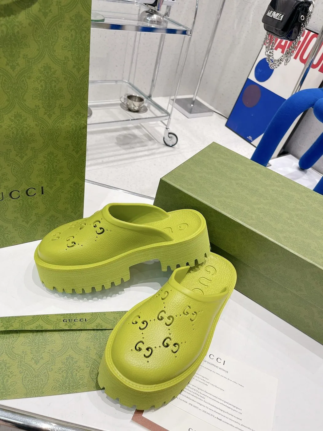 Gucci Women’s Platform Perforated G Sandal Light Green - Image 4