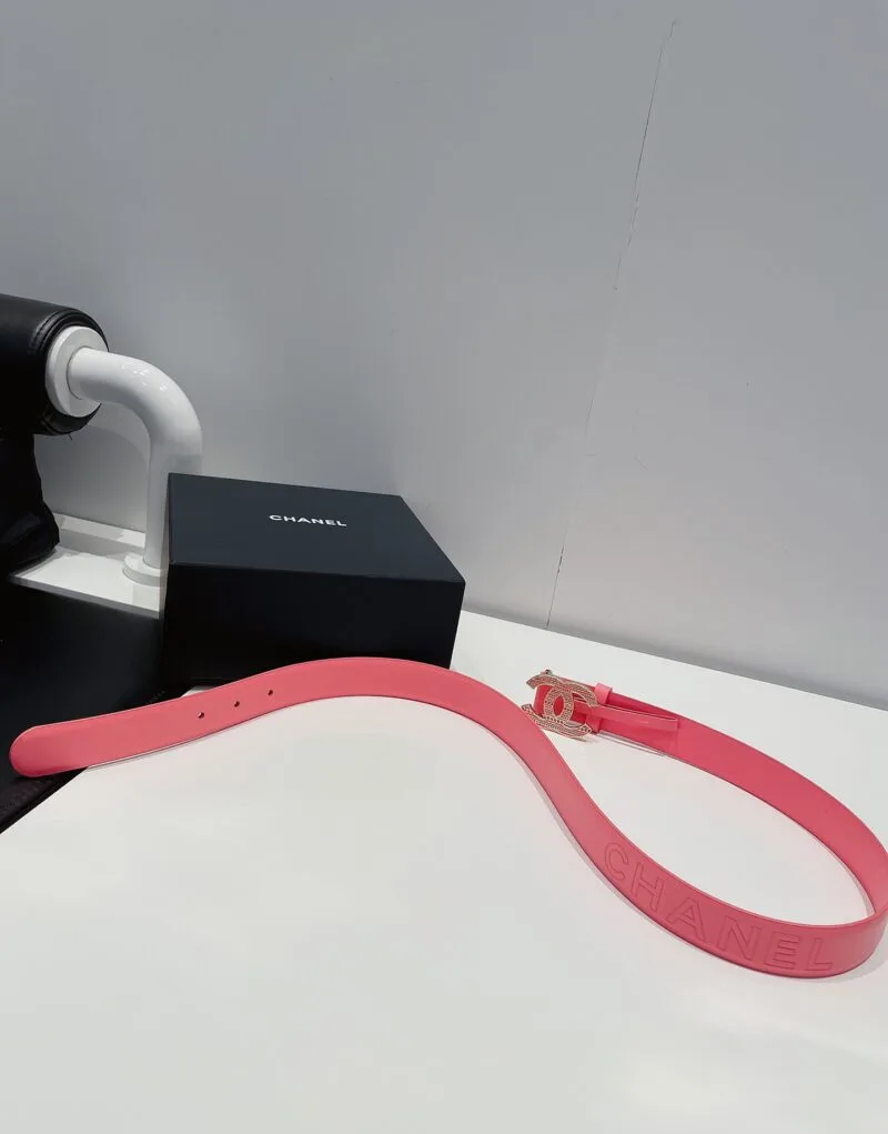 Chanel Carve CC Gold Tone Buckle Belt Pink - Image 3