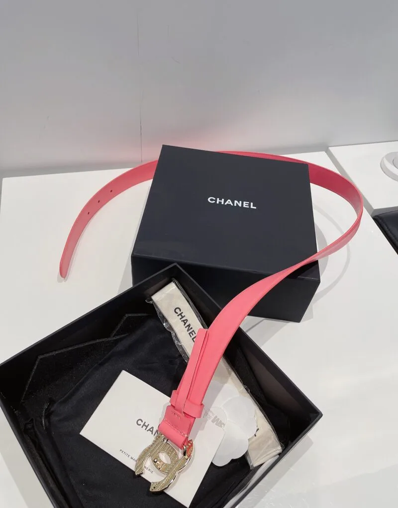 Alternative view of Chanel Carve CC Gold Tone Buckle Belt Pink