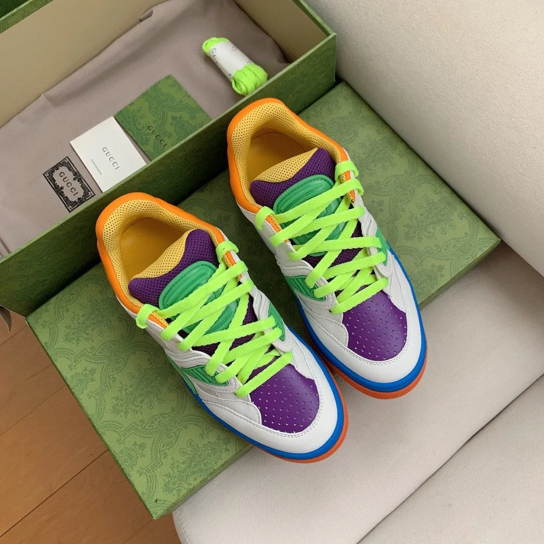 Gucci Women’s Basket Sneaker White Green And Purple - Image 5