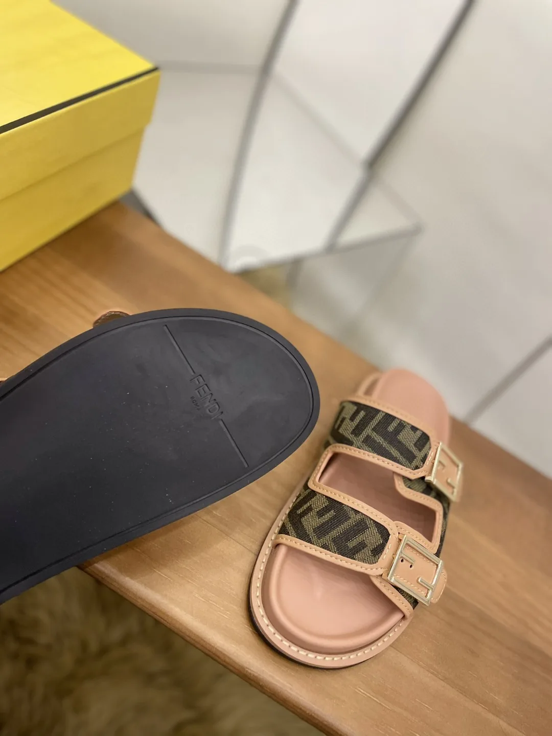 Fendi Feel Slides Dark Pink - Image 2