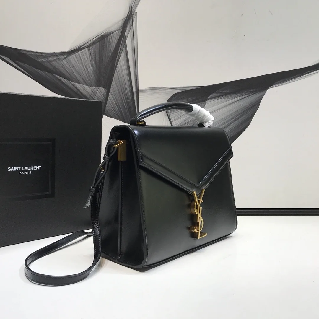 Saint Laurent Cassandra Medium Top Handle Bag In Grain Black / YSL - Image 4