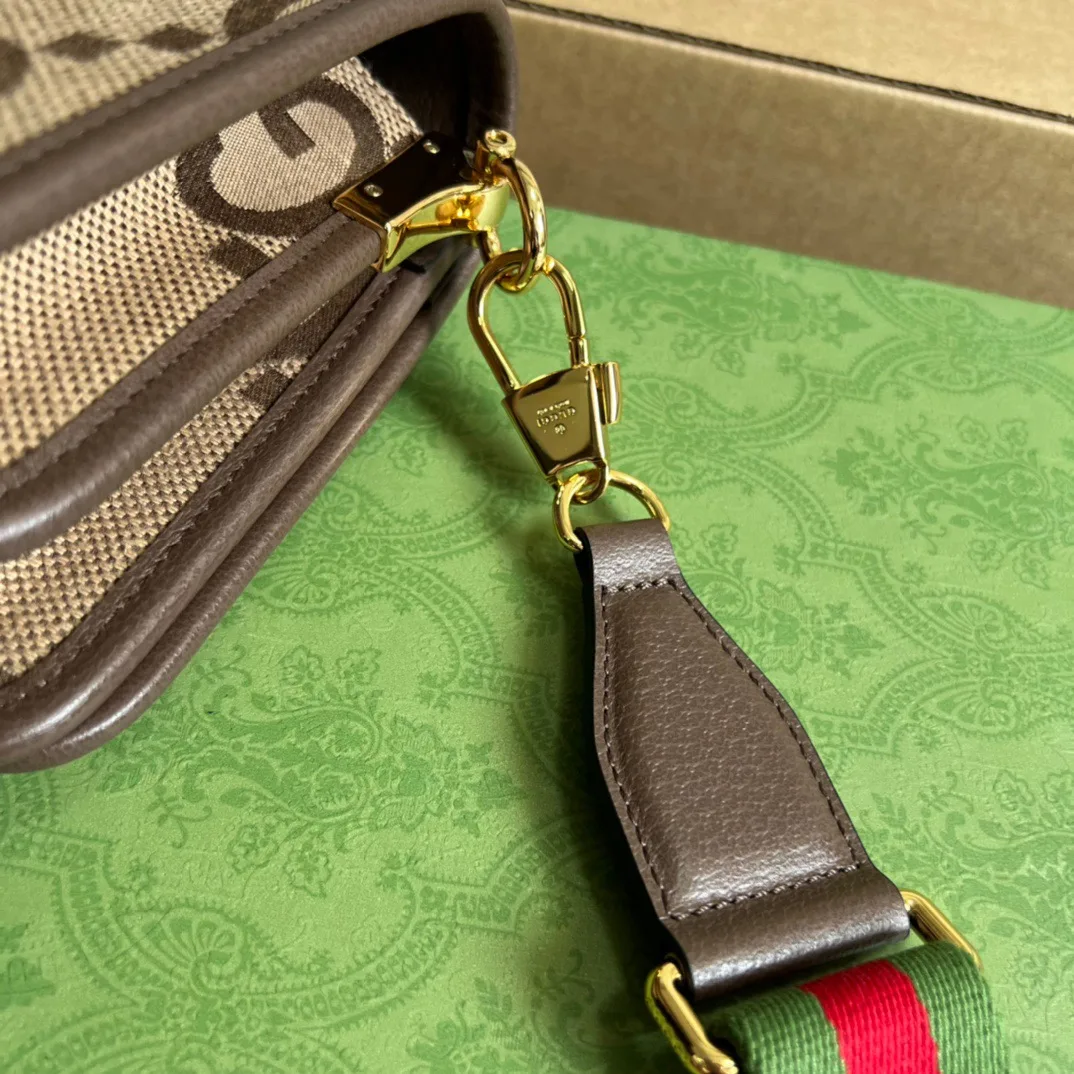 Gucci Ophidia Mini Jumbo GG Bag Camel And Ebony Jumbo GG Canvas / - Image 9