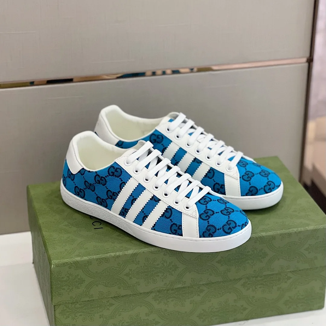 Gucci x Adidas Men’s GG Sneakers Light Blue - Image 2
