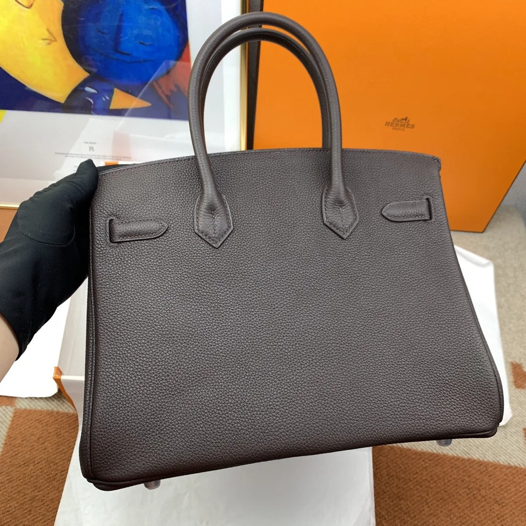 Hermes Birkin 30 Top Handle Bag / Togo Dark Grey Silver Hardware - Image 3