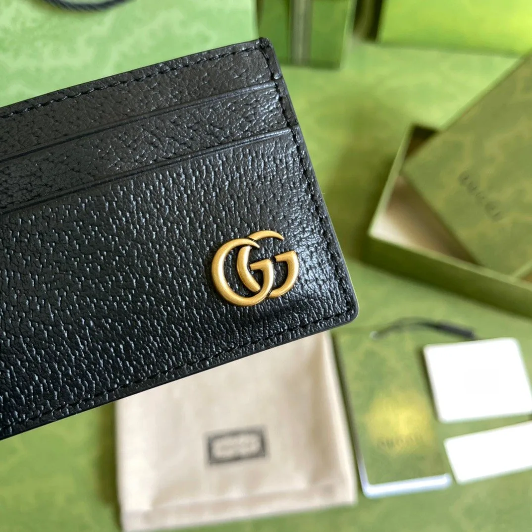 Gucci GG Marmont Card Case Rough Black Gold Toned Hardware / - Image 3