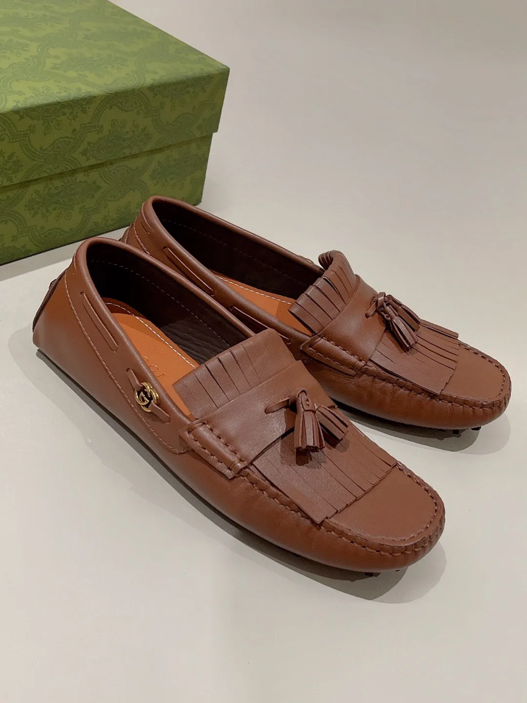 Gucci Men’s Loafer With Driver Interlocking G Brown - Image 3