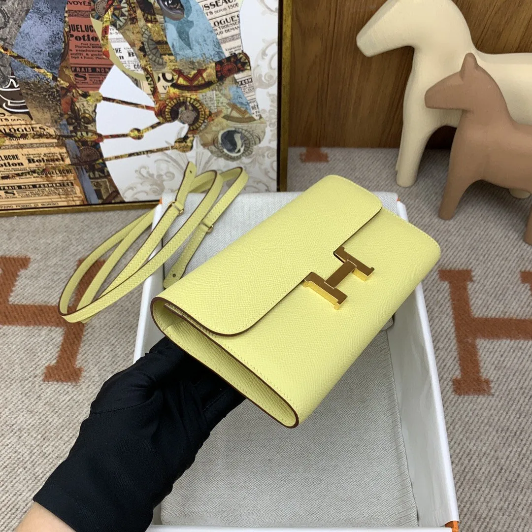 Hermes Constance Long Togo Wallet Yellow, Gold Toned Hardware Bag - Image 5