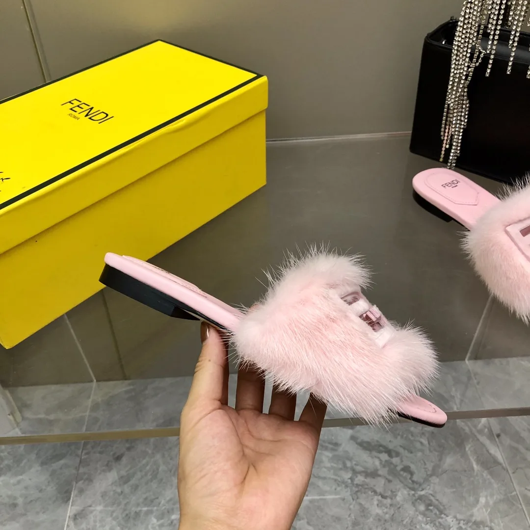 Fendi Pink Mink Slides - Image 5