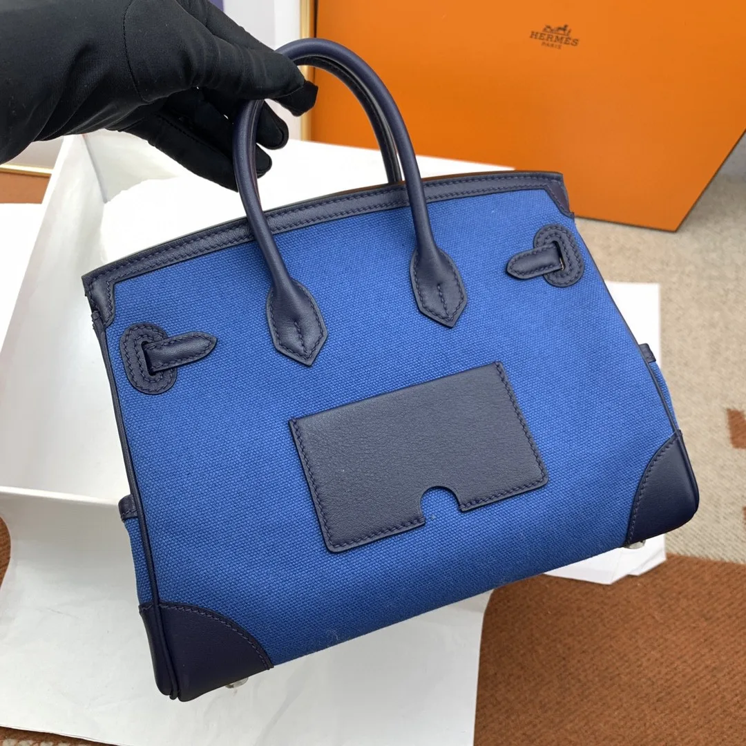 Hermes Birkin Cargo 25 Top Handle Bag / Blue Silver Hardware Bag - Image 4