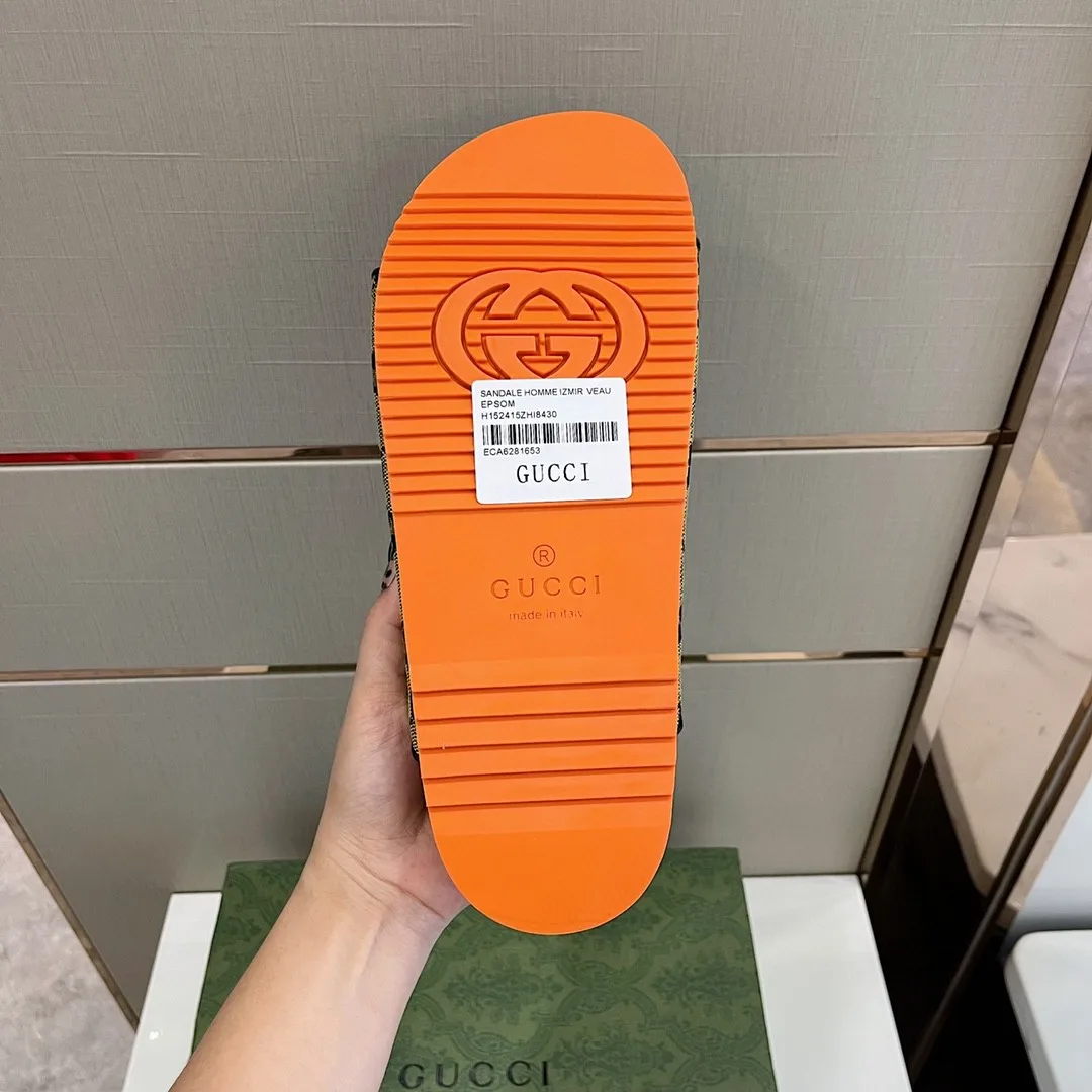 Gucci Slide Sandal With Straps Orange And Green 2HK60 - Image 3