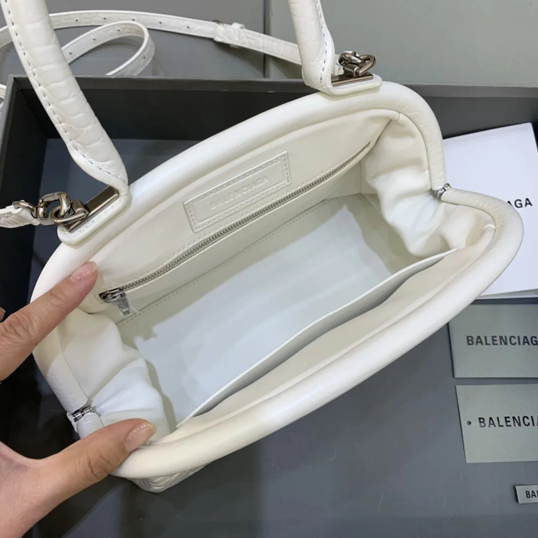 Balenciaga Editor Small Top Handle Bag Embossed White / - Image 5