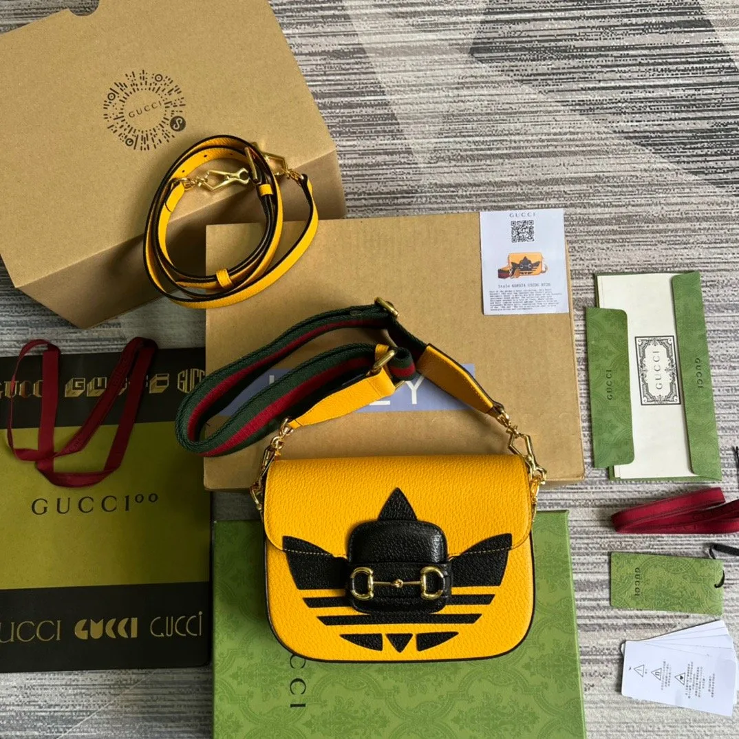 Gucci x Adidas Horsebit 1955 Mini Bag Yellow - Image 6