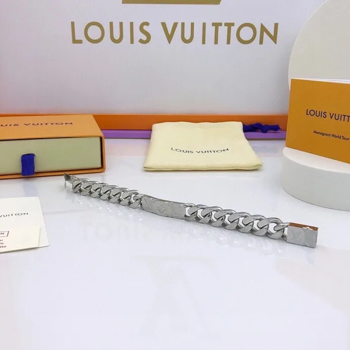 Louis Vuitton Monogram Chain Bracelet Silver Tone - Image 9