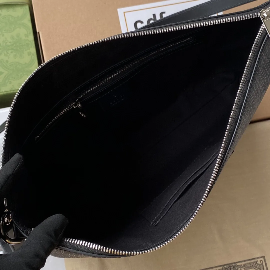 Gucci Black Messenger Black/Grey GG Supreme Canvas Blue And Red Web / - Image 10