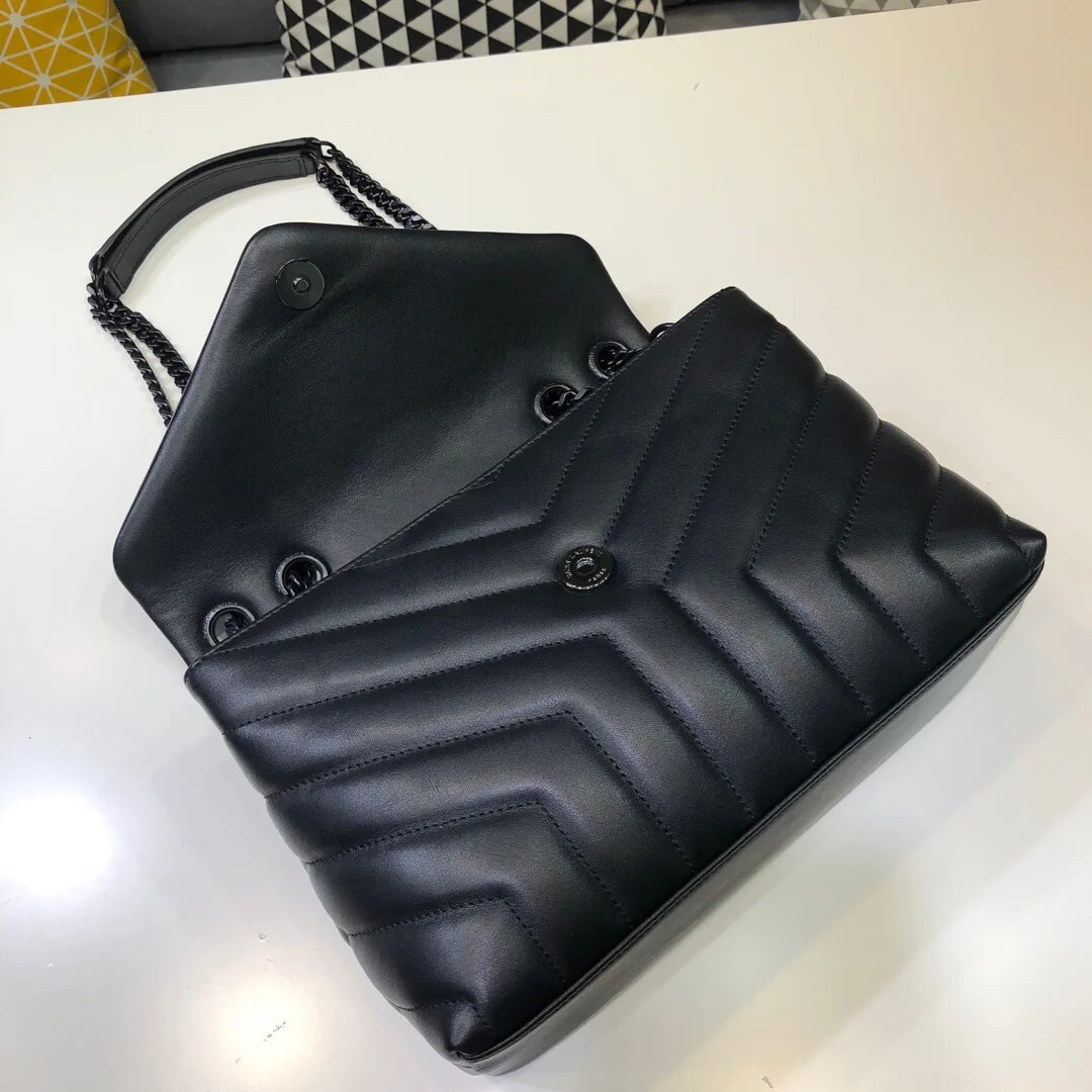 Saint Laurent Loulou Small Chain Bag In Matelassé Y Black / YSL - Image 3