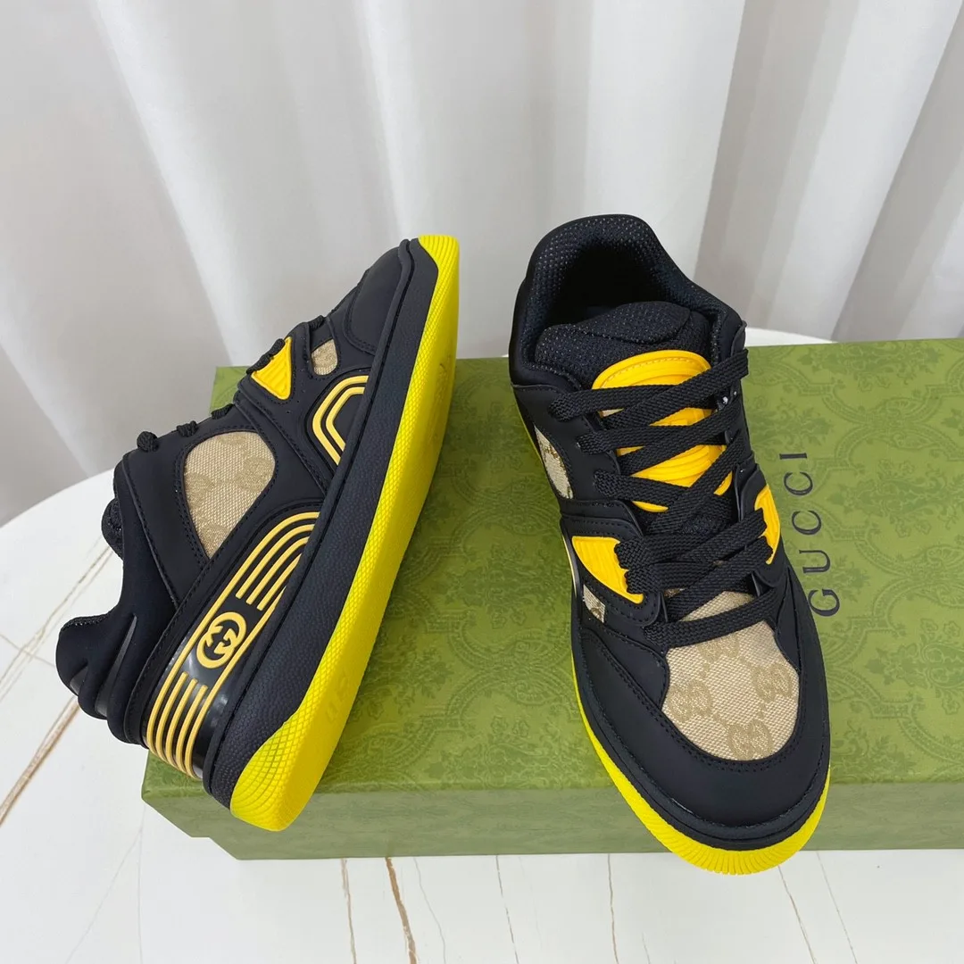 Alternative view of Gucci Mens GG Basket Sneaker Black And Yellow