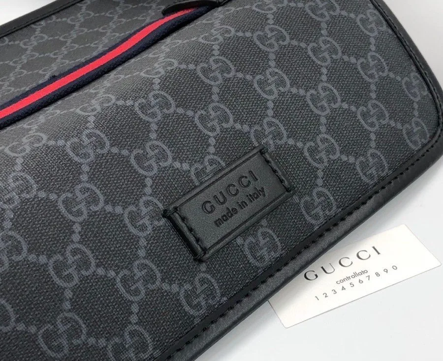 Gucci GG Black Belt Bag Black/Grey GG Supreme Canvas With Black / - Image 3
