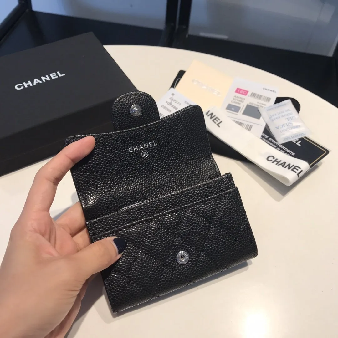 Chanel Classic Card Holder Silver Hardware Black - Image 4