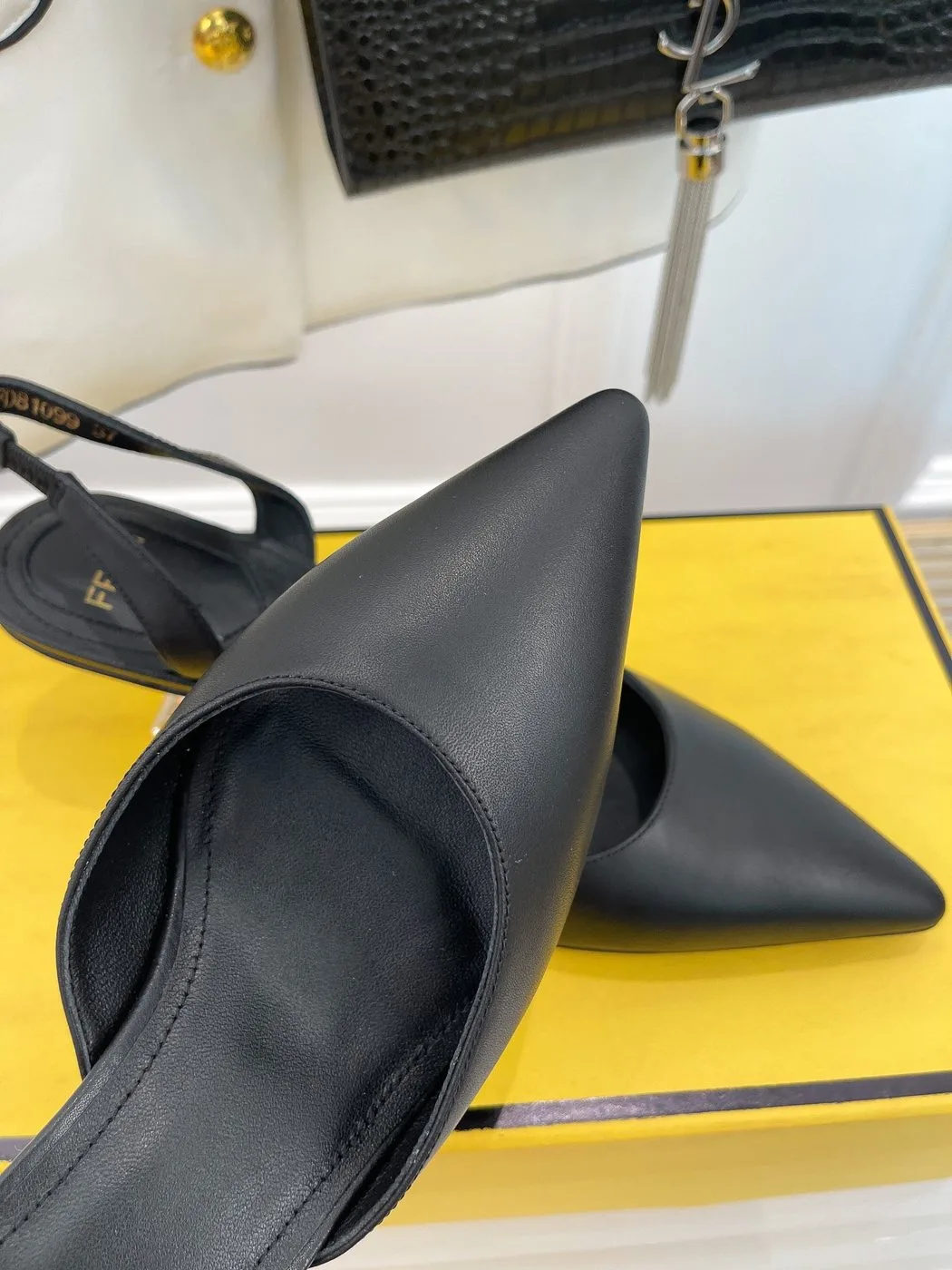 Fendi First Black High-Heeled Slingbacks 8J8367NA7F0QA1 - Image 3
