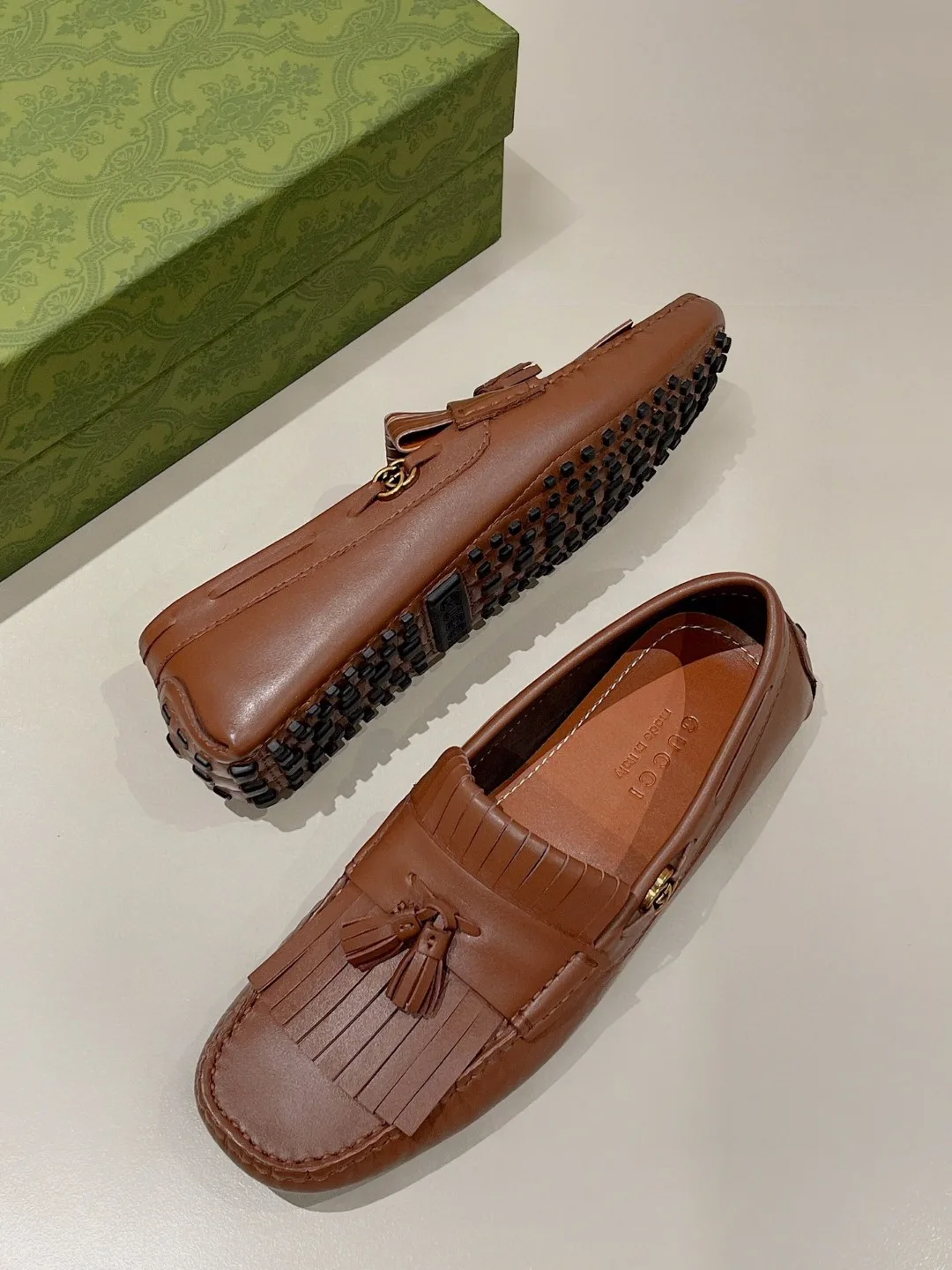 Alternative view of Gucci Men’s Loafer With Driver Interlocking G Brown