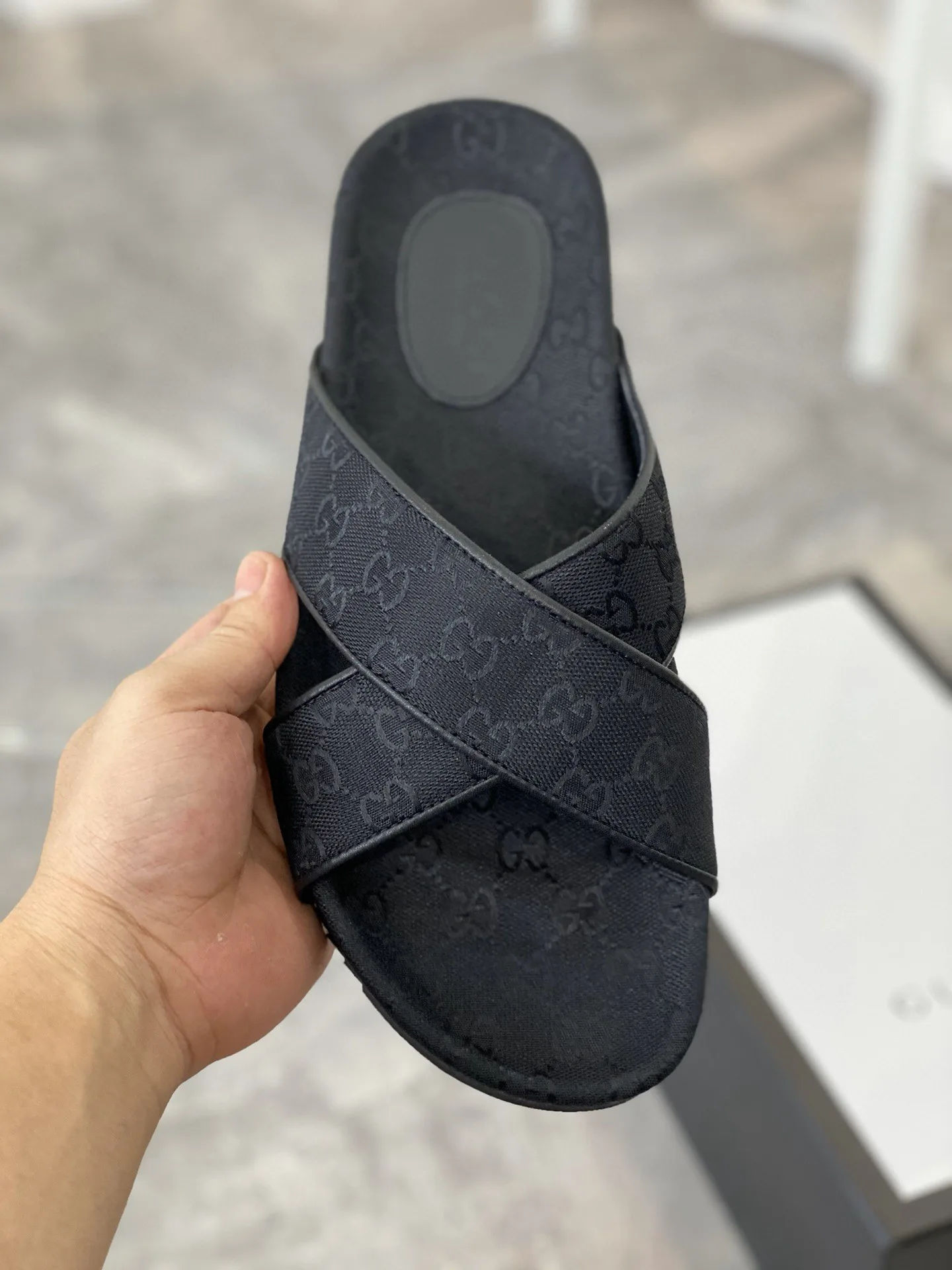 Gucci Mens GG Crisscross Slide Sandals Black - Image 3