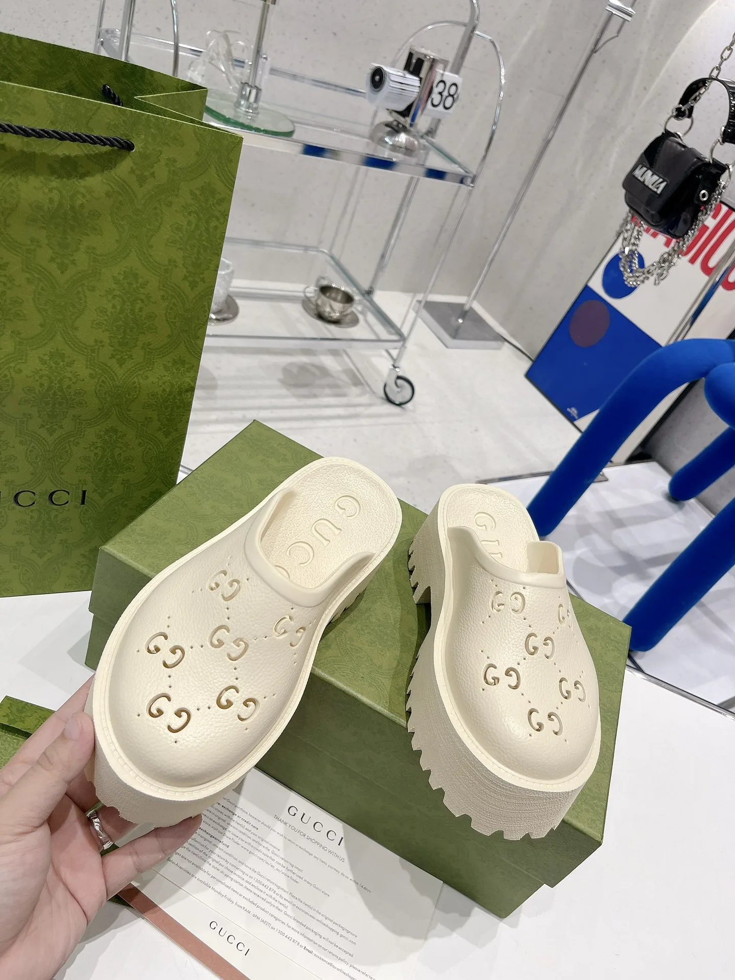 Gucci Women’s Platform Perforated G Sandal Yellow - Image 9