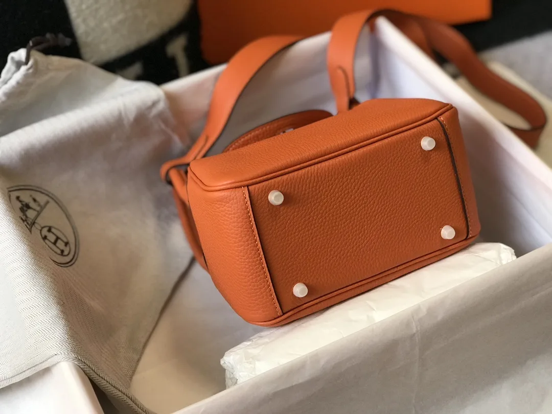 Hermes Lindy Mini Clemence Bag Orange - Image 4