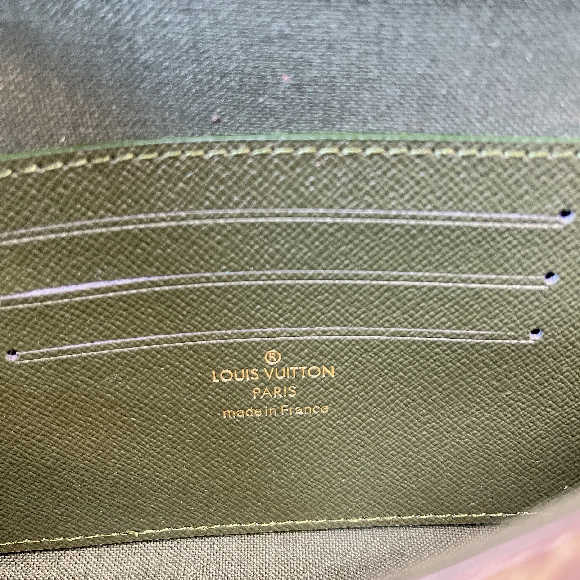 Louis Vuitton Pochette Felicie Strap & Go Wallet Shoulder Bag / Khaki Green Monogram Canvas Gold Hardware - Image 11