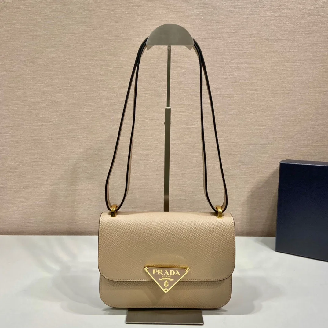 Prada Embleme Shoulder Bag / Beige Saffiano Gold Hardware 1BD320_2A4A_F0036_V_UTO - Image 3
