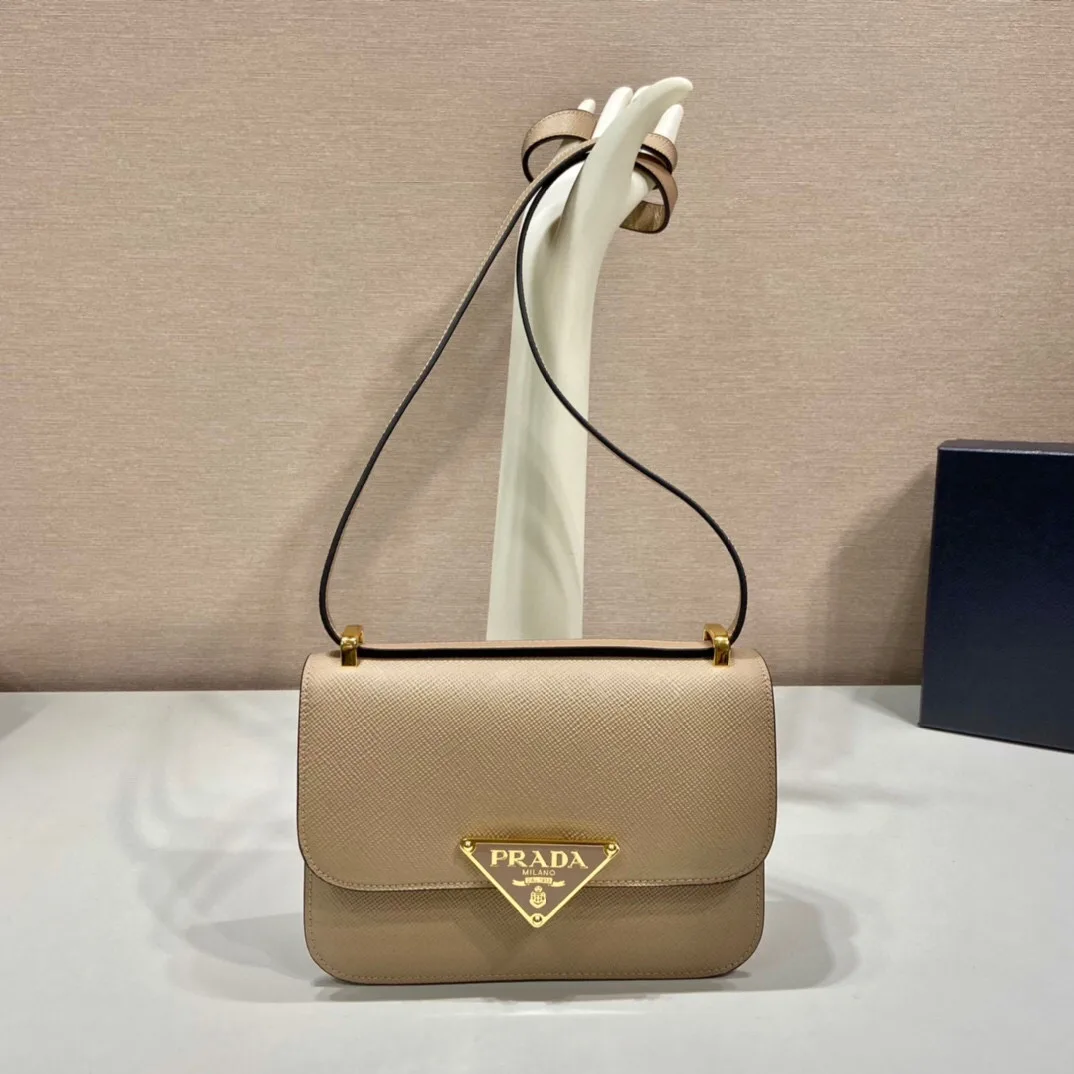 Prada Embleme Shoulder Bag / Beige Saffiano Gold Hardware 1BD320_2A4A_F0036_V_UTO - Image 4