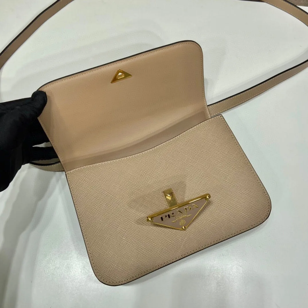 Prada Embleme Shoulder Bag / Beige Saffiano Gold Hardware 1BD320_2A4A_F0036_V_UTO - Image 8