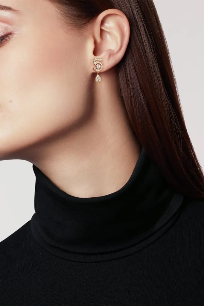 Chanel Eternal N°5 Transformable Earrings Beige Gold - Image 3