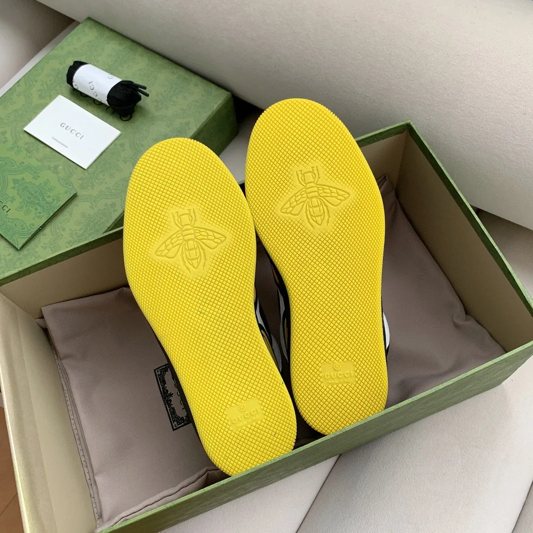Gucci Men’s Basket Sneaker Black Yellow And White - Image 5