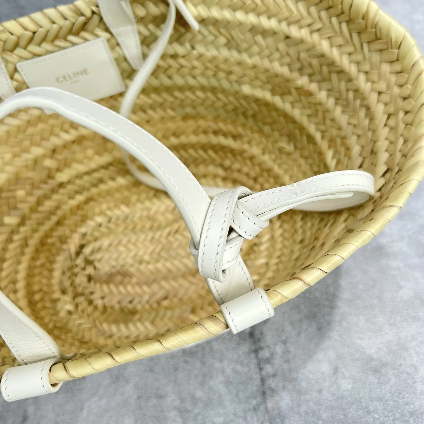 Celine Teen Triomphe Celine Classic Panier In Palm Leaves And Lizard White / - Image 3