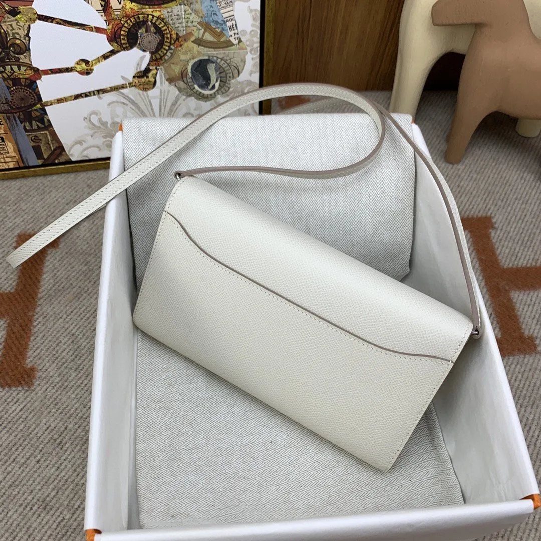 Hermes Constance Long Togo Wallet White, Silver Toned Hardware Bag - Image 4