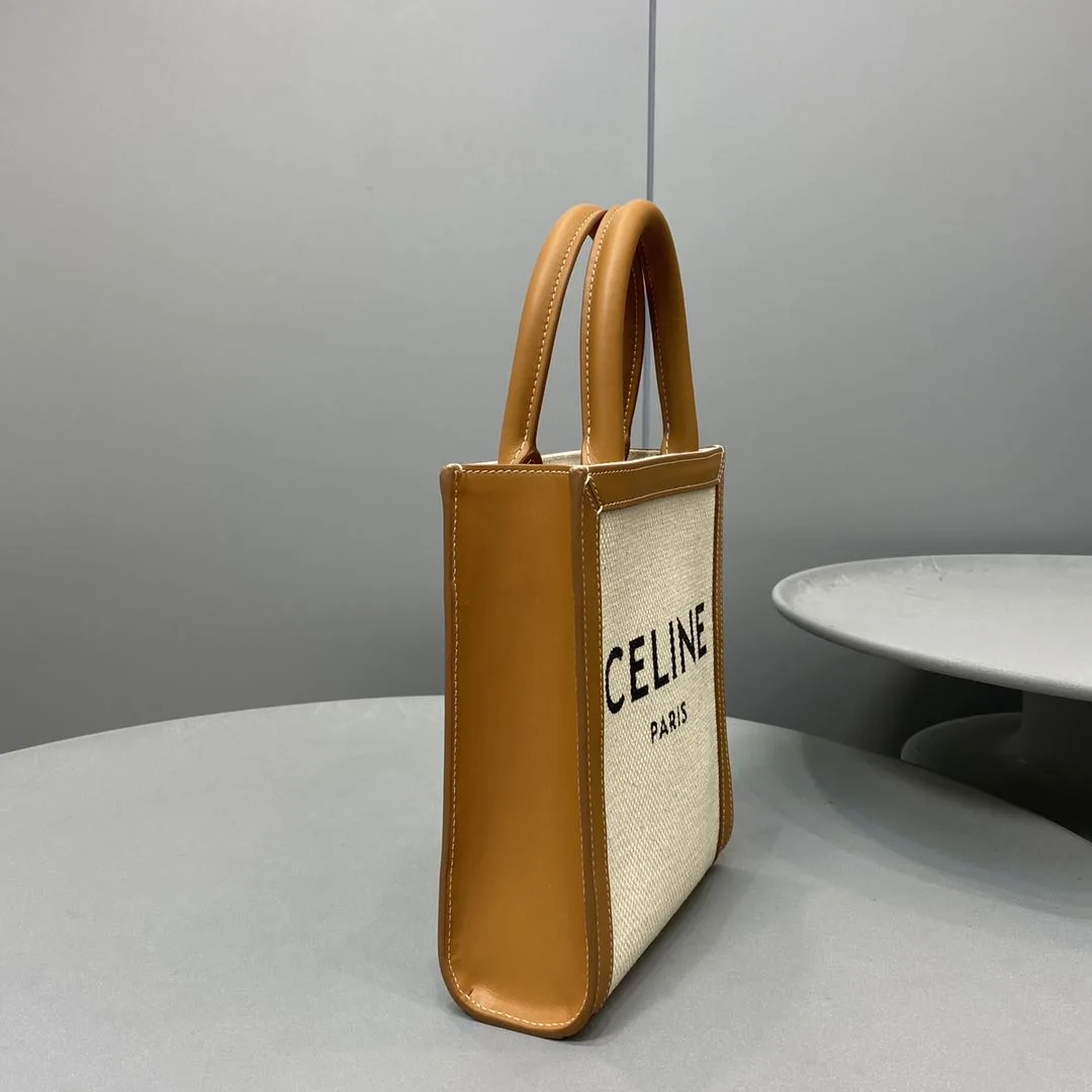 Alternative view of Celine Mini Vertical Cabas Celine In Textile With Celine Print White/Brown / .02NT